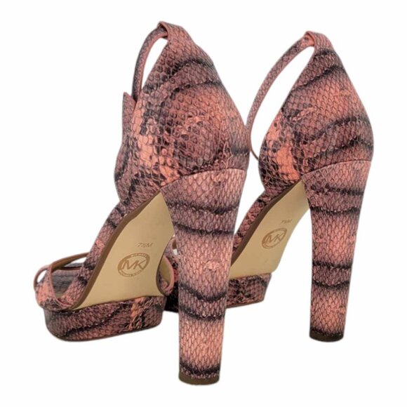 MICHAEL Michael Kors Divia Snake Skin Embossed Platform Sandals Sz 7.5 - Pink - Picture 8 of 11